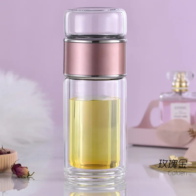 Glass Tea Infuser Bottle — Double Wall