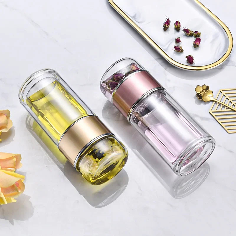 Glass Tea Infuser Bottle — Double Wall