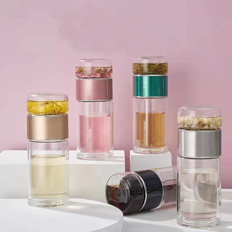 Glass Tea Infuser Bottle — Double Wall