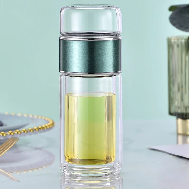 Glass Tea Infuser Bottle — Double Wall