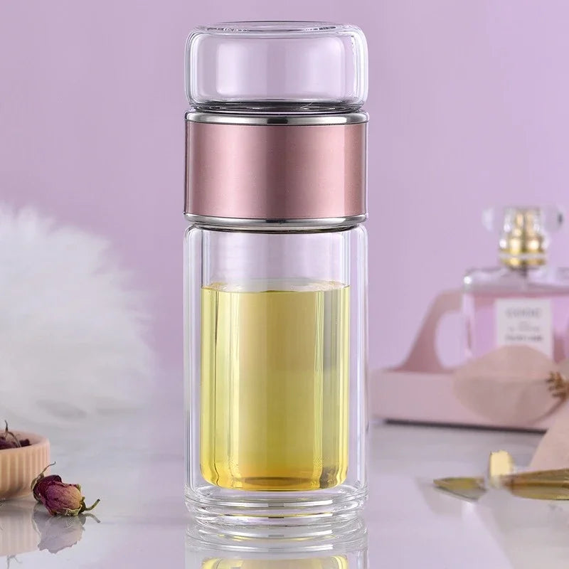 Glass Tea Infuser Bottle — Double Wall
