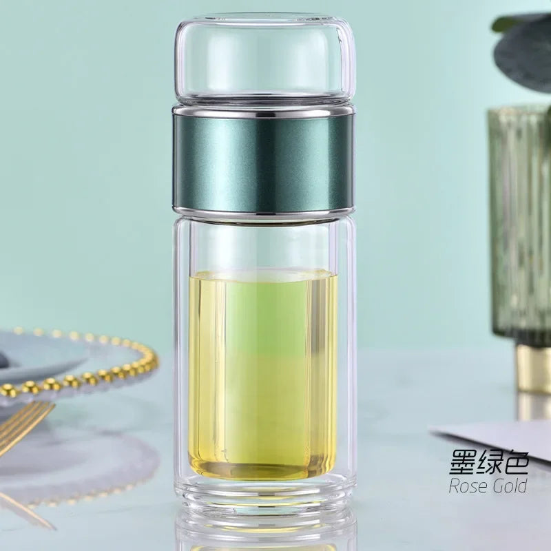 Glass Tea Infuser Bottle — Double Wall
