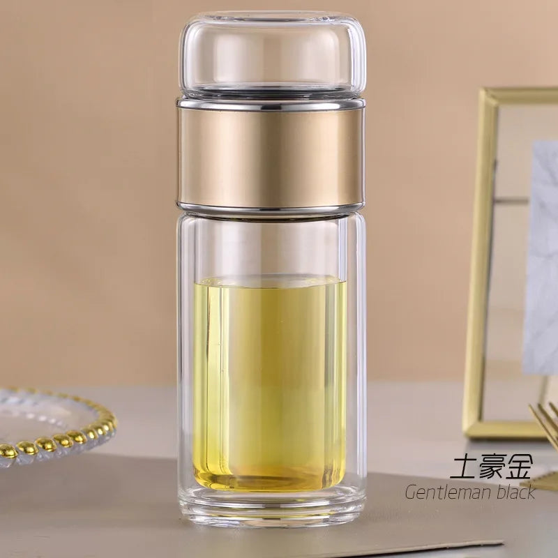 Glass Tea Infuser Bottle — Double Wall