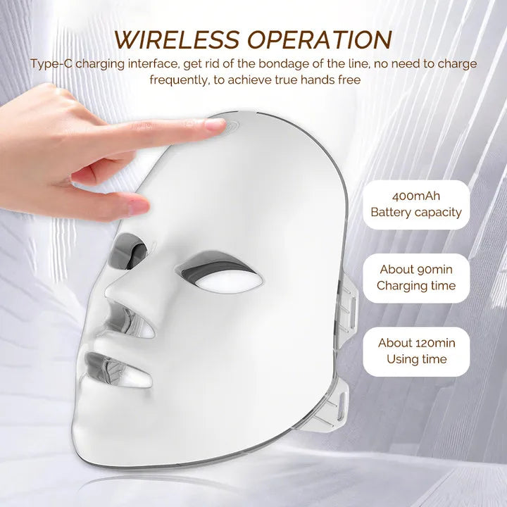LED Light Therapy Mask — 7 Colours, Cordless