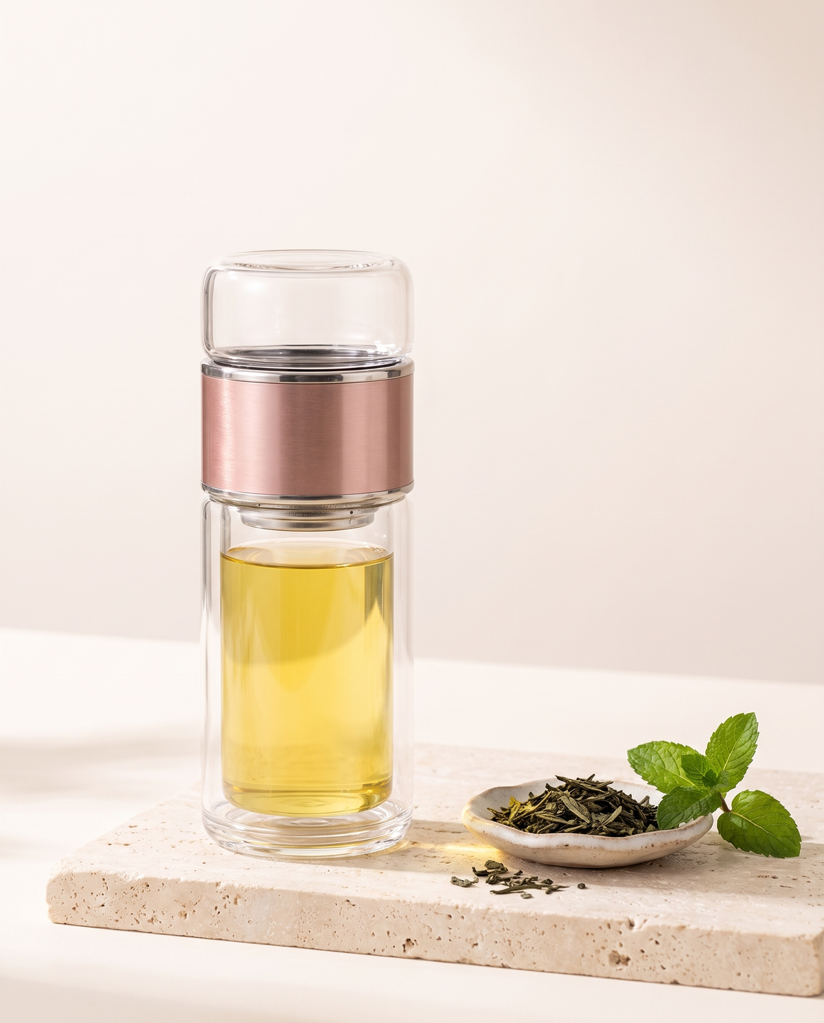 WELLURIA double-wall glass tea infuser bottle