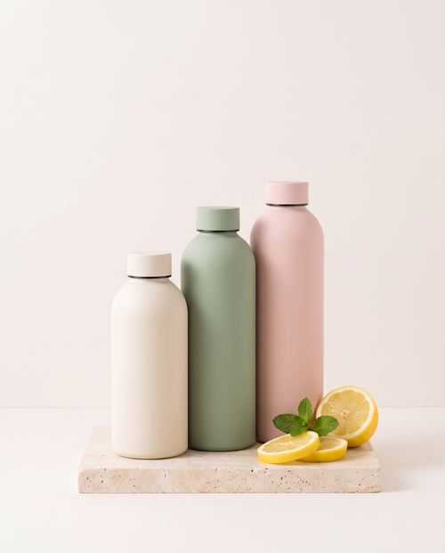 WELLURIA classic insulated bottles in sage, blush and cream